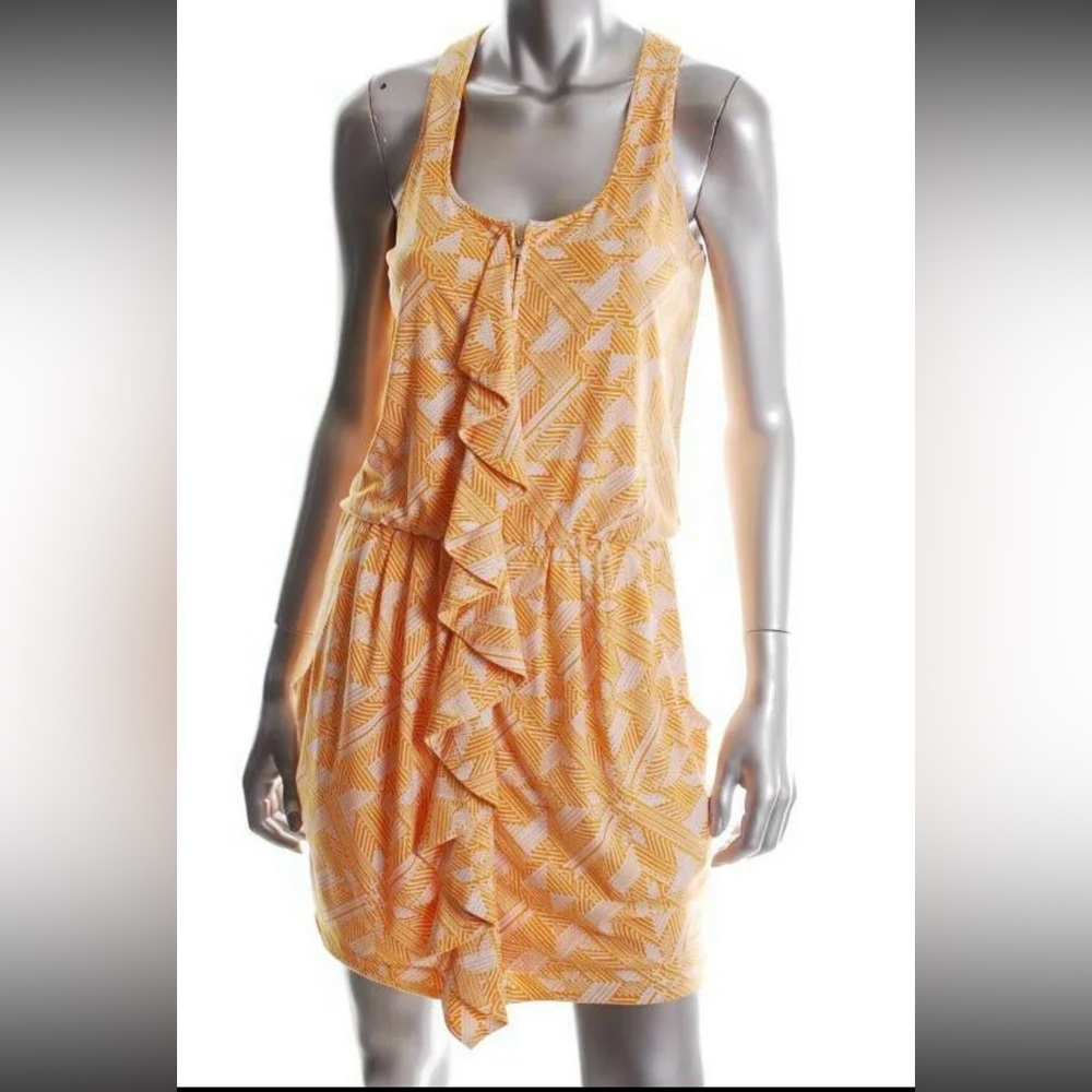 Jessica Simpson Yellow Jersey Cascade Ruffle Blouson Party Dress Size 2